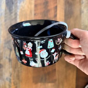 Festive Christmas Black Holiday Mug Cup Bowl Santa Winter Reindeer